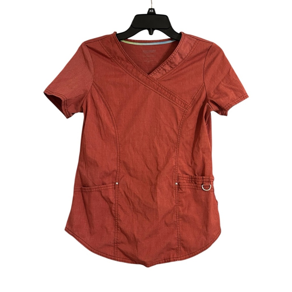 Womens Scrubstar Ultimate V-neck 3 Pockets Short Sleeve Scrub Top Burgundy Xs